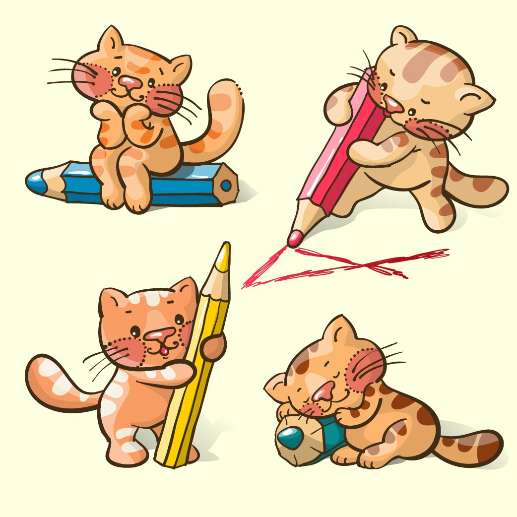 可爱猫咪与铅笔