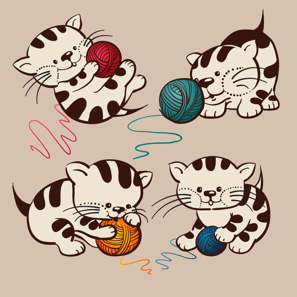 可爱猫咪与毛线
