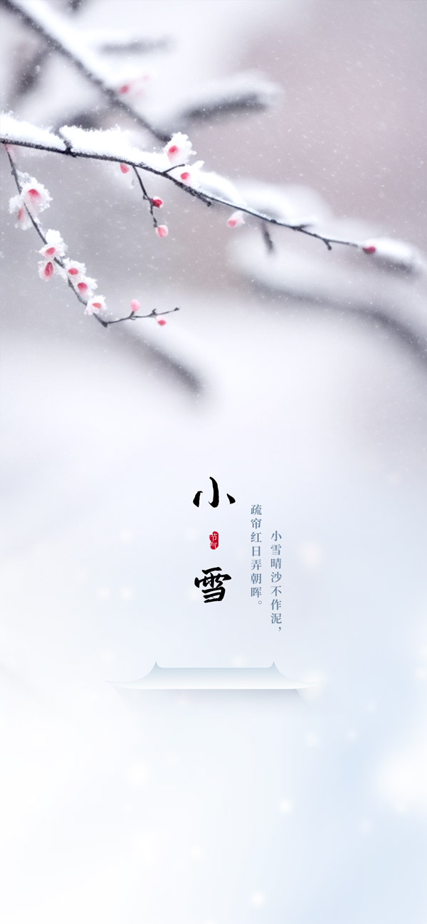 冬季下雪主题小雪节气手机端海报模板