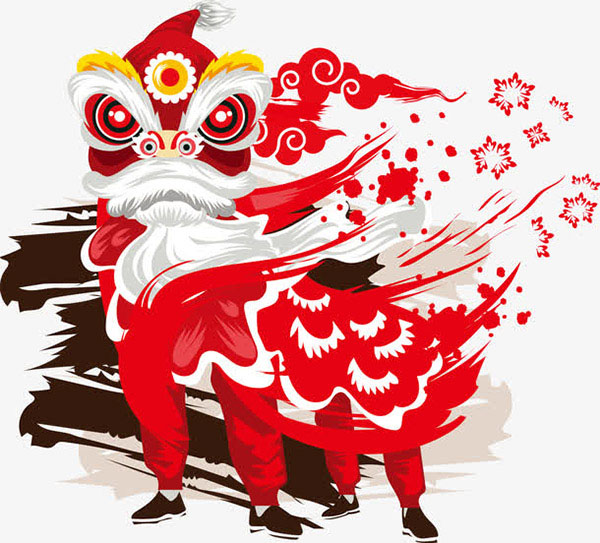 插画红色狮子