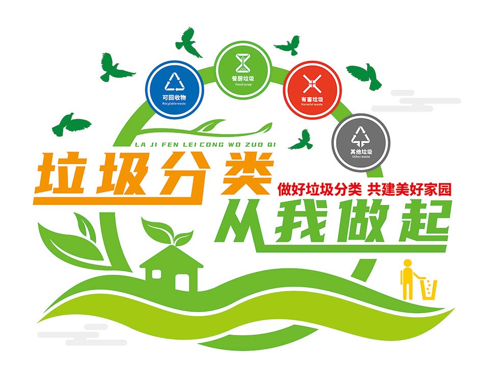 垃圾分类从我做起文化墙设计矢量素材
