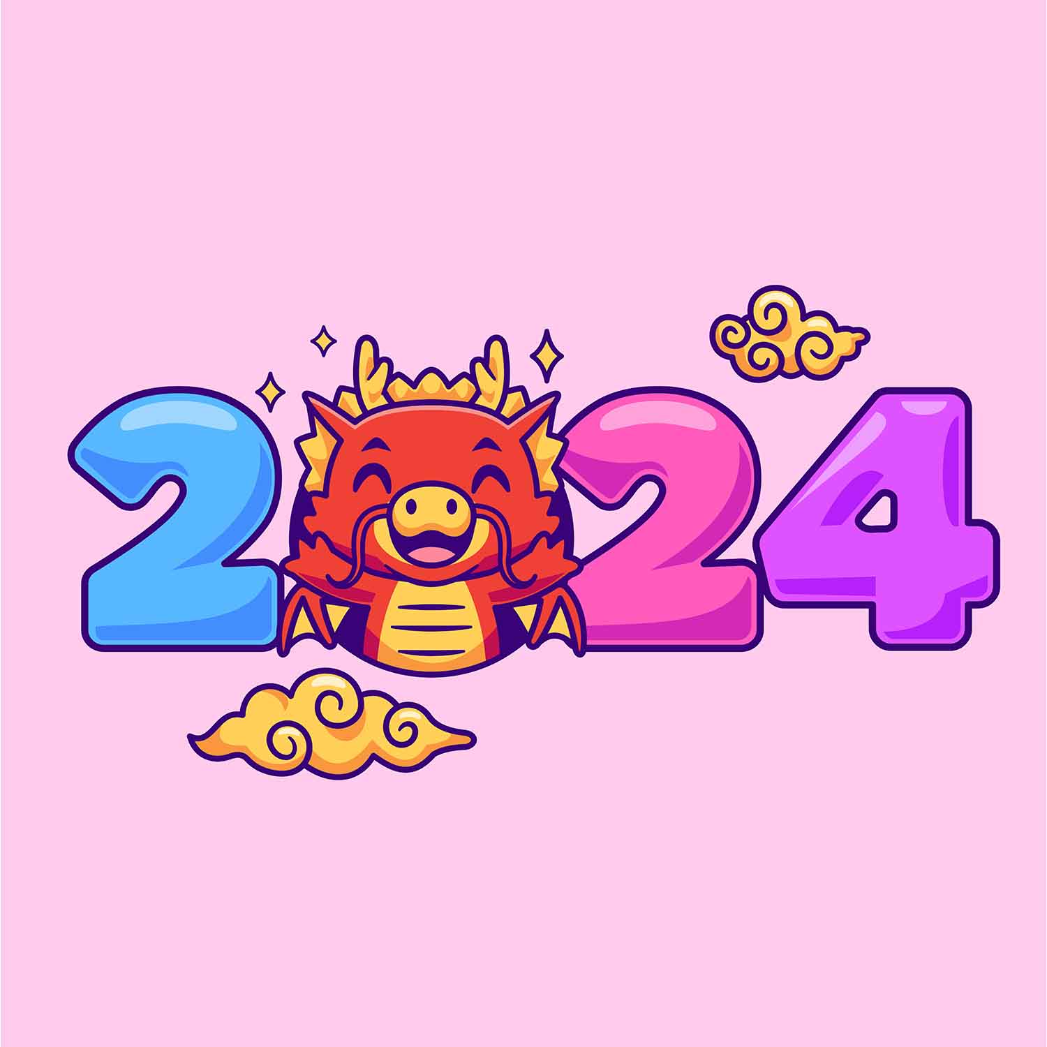 2024新年艺术字插画素材
