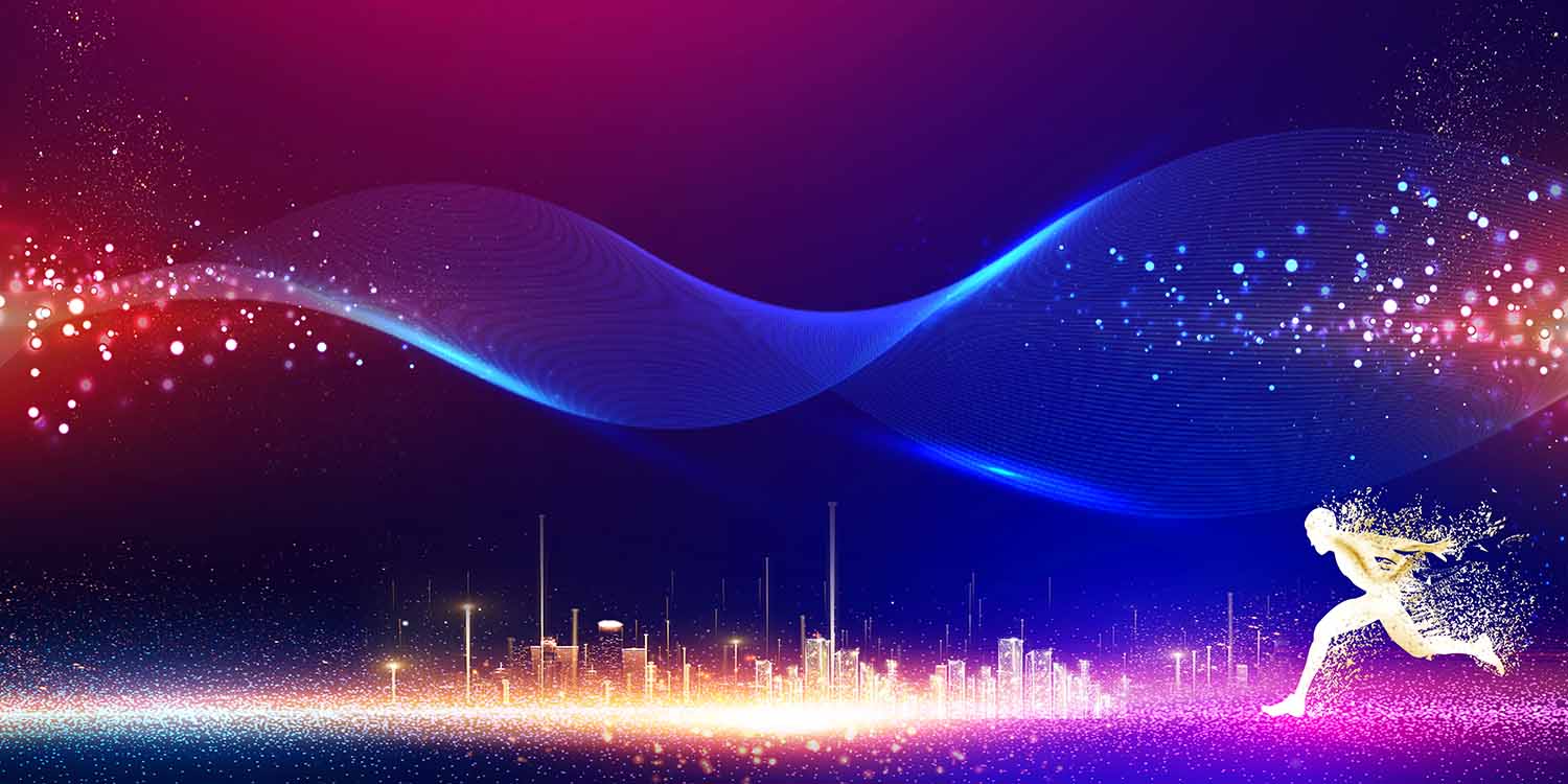 科技光效奔跑的人背景图