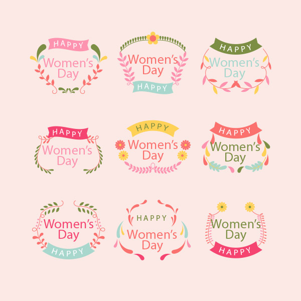 清新妇女节标签设计合集矢量